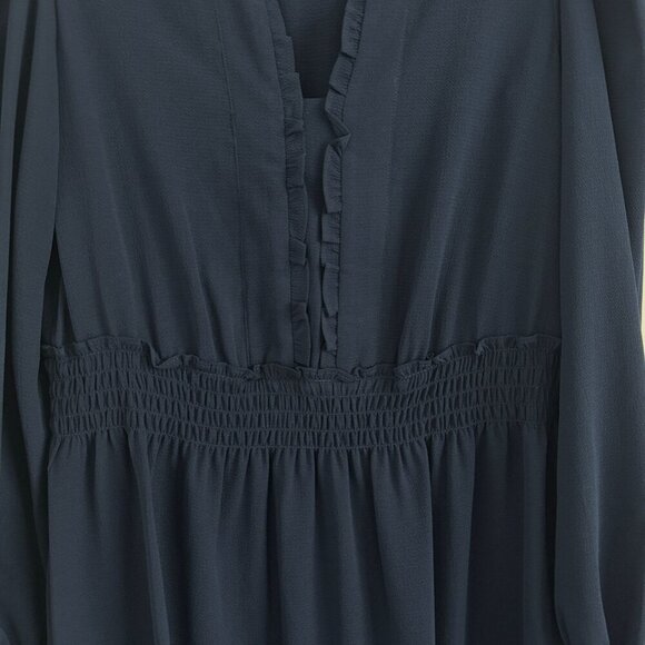 London Times Women Long Sleeve Smocked Waist Ruffled Tiered Dress Size 8 - Picture 5 of 10